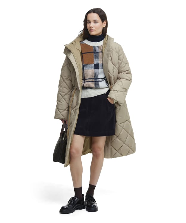 Women's Barbour Romilly Quilted Jacket - Light Trench / Sky Dress Tartan