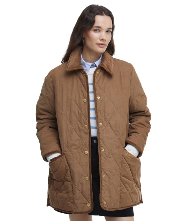 Women's Barbour Cornelia Quilted Jacket - Beige / Sky Dress Tartan