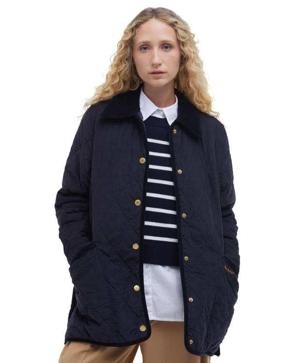 Women's Barbour Cornelia Quilted Jacket - Dark Navy / Sky Dress Tartan
