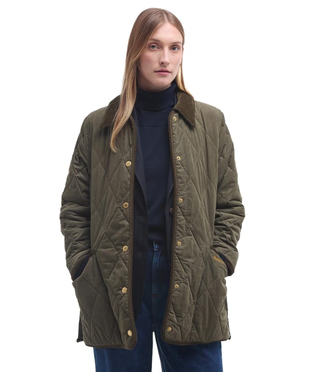 Women's Barbour Cornelia Quilted Jacket - Deep Olive / Ancient Tartan