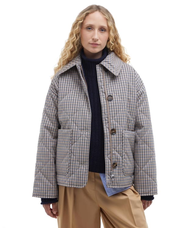 Women's Barbour Cassidie Quilted Jacket - Sky Micro Check
