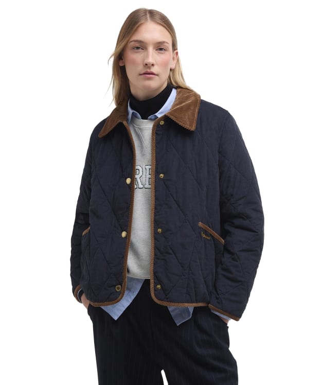 Women's Barbour Emilia Quilted Jacket - Dark Navy / Sky Dress Tartan
