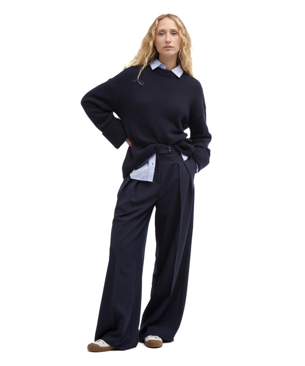 Women's Barbour Francis Wide Leg Trousers - Navy