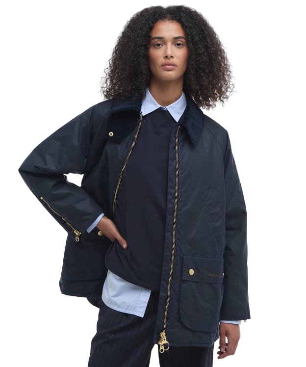Women's Barbour Esther Waxed Jacket - Royal Navy / Dress