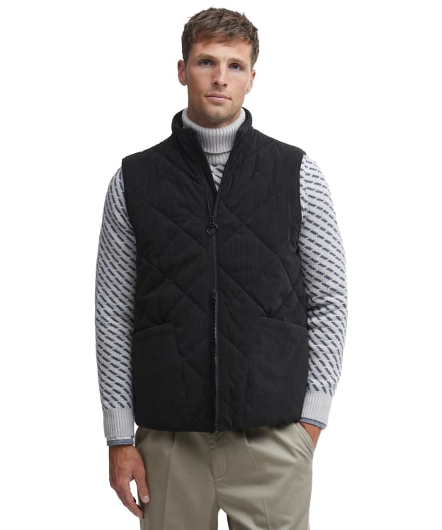 Men's Barbour Cord Liddesdale Quilted Gilet - Black