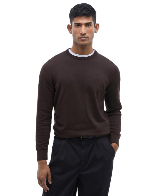 Men's Barbour Pima Cotton Crew Neck Sweater - Bitter Chocolate