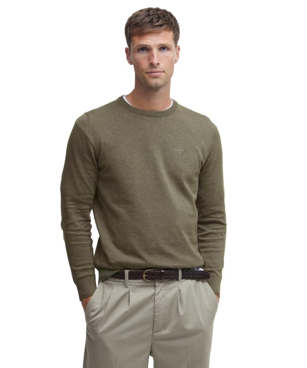 Men's Barbour Pima Cotton Crew Neck Sweater - Vintage Khaki