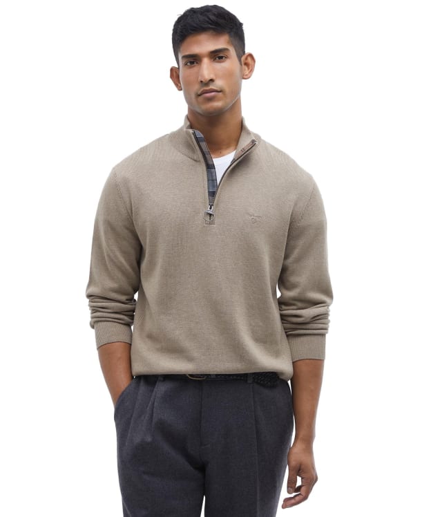 Men’s Barbour Cotton Half Zip Sweater - Vintage Khaki