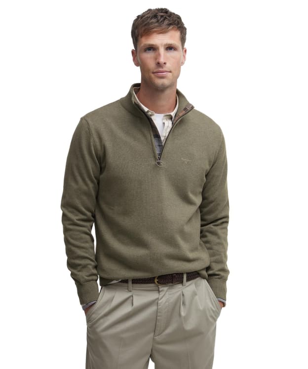 Men’s Barbour Cotton Half Zip Sweater - Green Slate