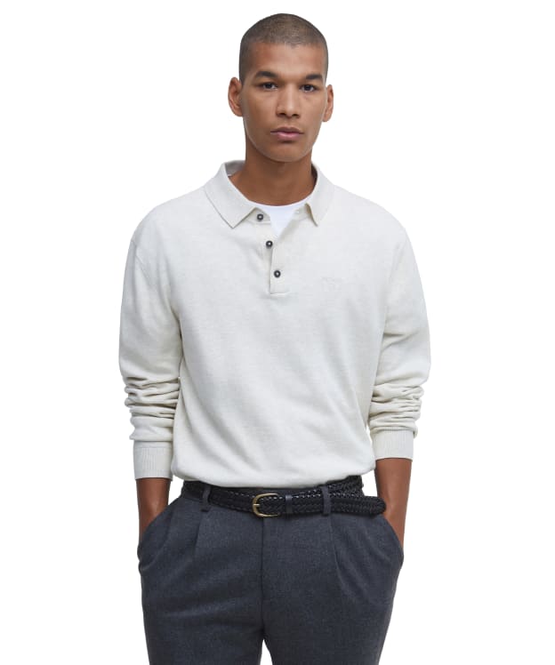 Men's Barbour Bassington Long Sleeve Knitted Polo Shirt - Mist