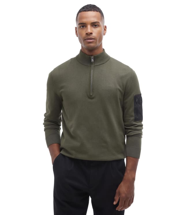 Men's Barbour International Blades Cotton Half Zip Jumper - Uniform Green