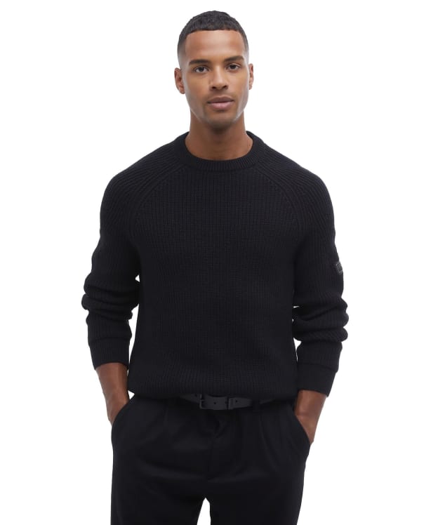 Men's Barbour International Chester Crew Knit Jumper - Black