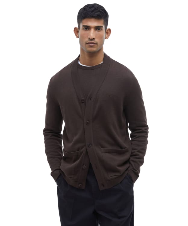 Men's Barbour Pima Cotton Cardigan - Bitter Chocolate