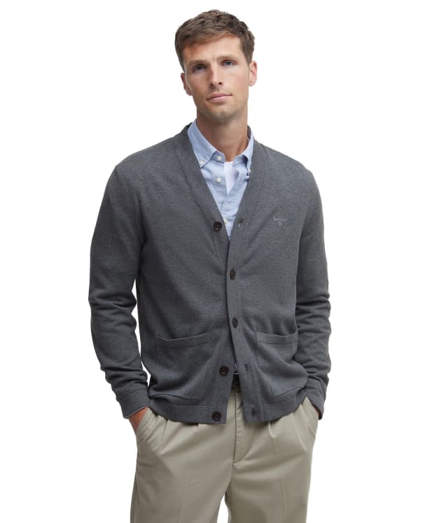 Men's Barbour Pima Cotton Cardigan - Mid Grey Marl