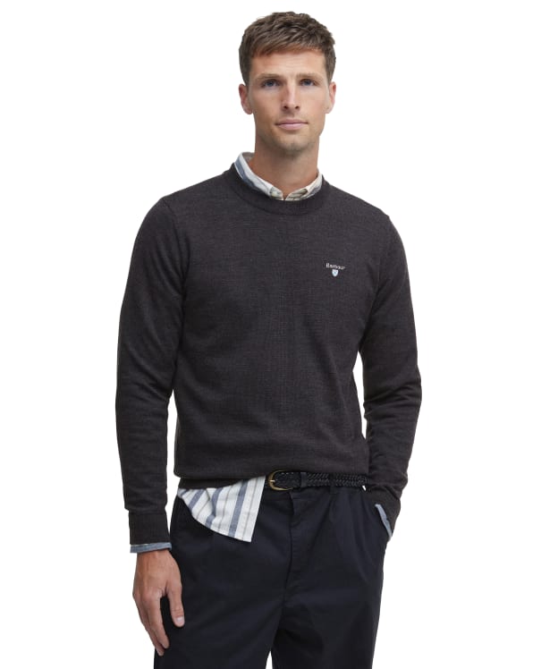 Men's Barbour Merino Crew Neck Sweater - Charcoal