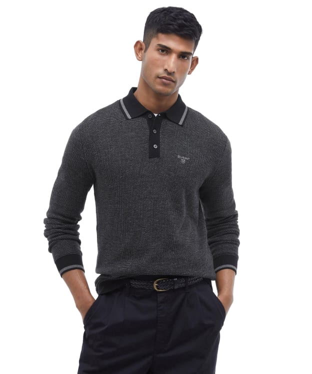 Men's Barbour Hilden Knitted Polo Shirt - Charcoal
