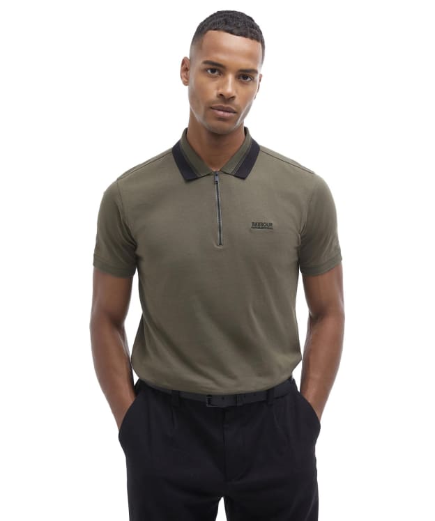 Men's Barbour International Orton Tipped Polo Shirt - Uniform Green