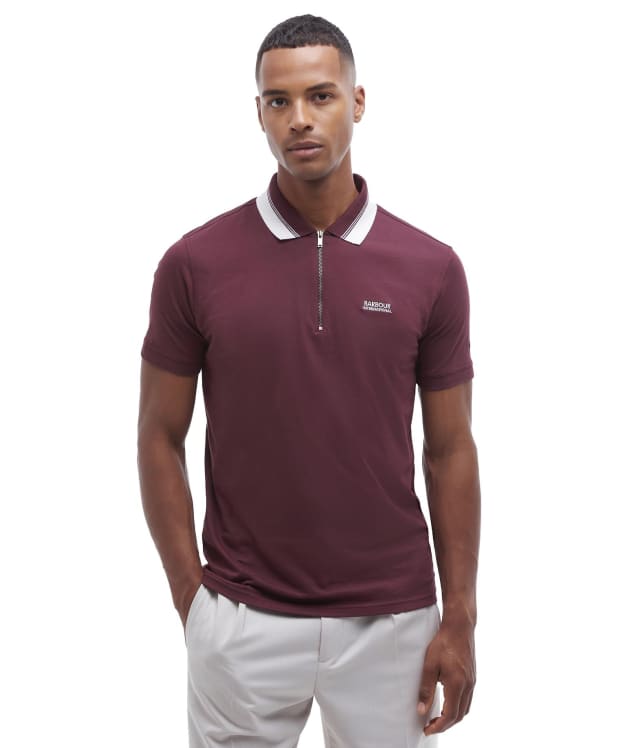 Men's Barbour International Orton Tipped Polo Shirt - Bordeaux
