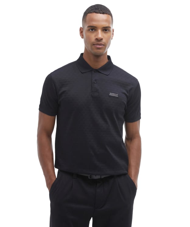 Men's Barbour International Justin Jacquard Polo Shirt - Black