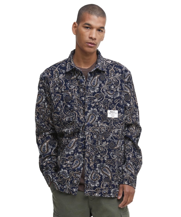 Men's Barbour Brignall Relaxed Fit Printed Cord Overshirt - Navy