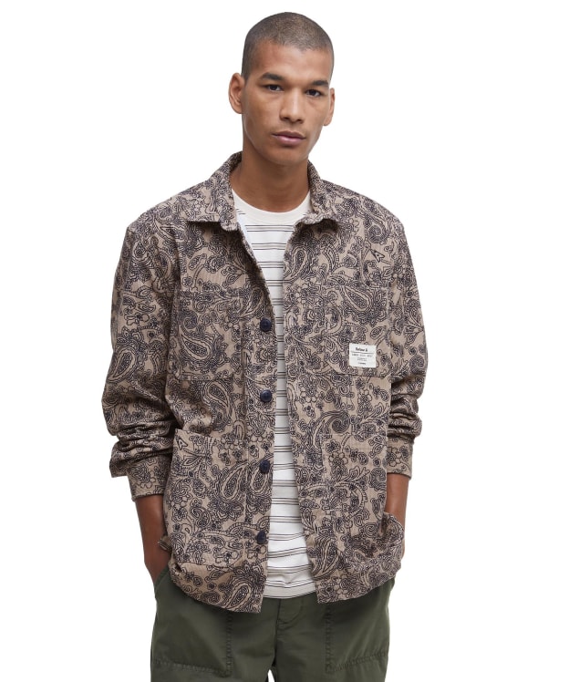 Men's Barbour Brignall Relaxed Fit Printed Cord Overshirt - Stone