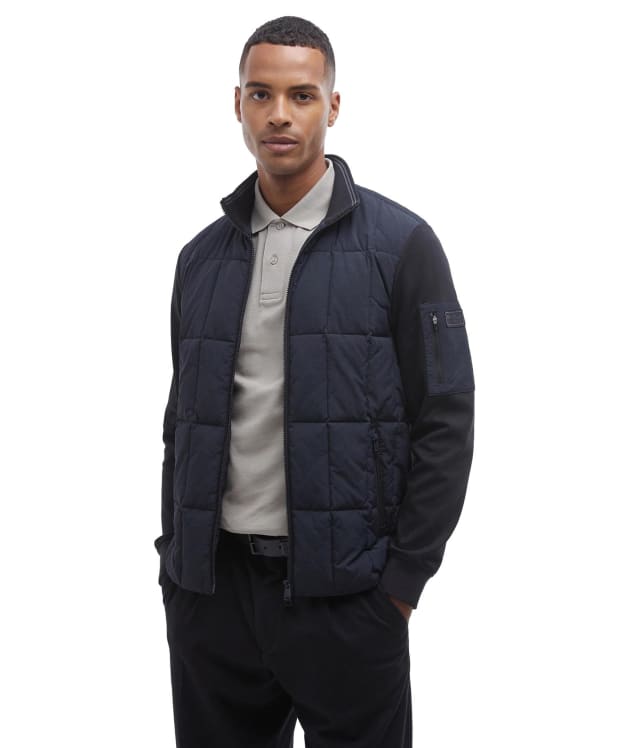 Men's Barbour International Otto Baffle Quilted Sweater Jacket - Black
