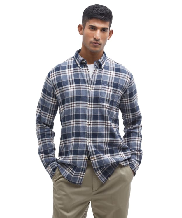 Men's Barbour Fallbay Tailored Fit Checked Shirt - Navy