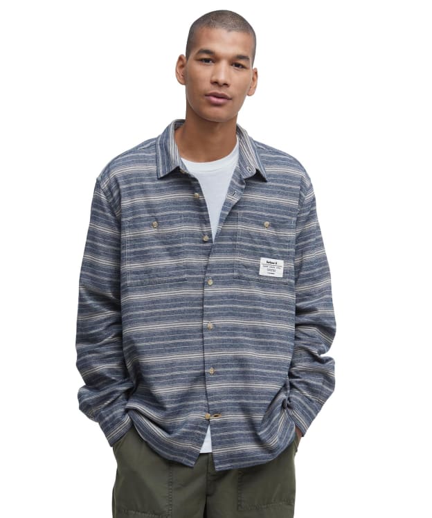 Men's Barbour Hesleden Relaxed Fit Striped Shirt - Navy