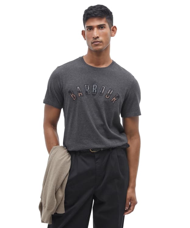 Men's Barbour Ancroft Tartan Cotton T-Shirt - Charcoal Marl