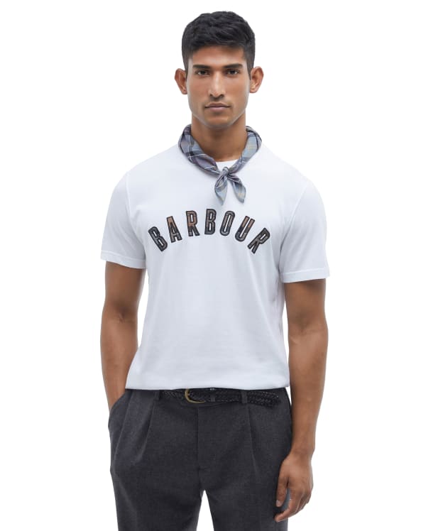 Men's Barbour Ancroft Tartan Cotton T-Shirt - White / Cedarwood