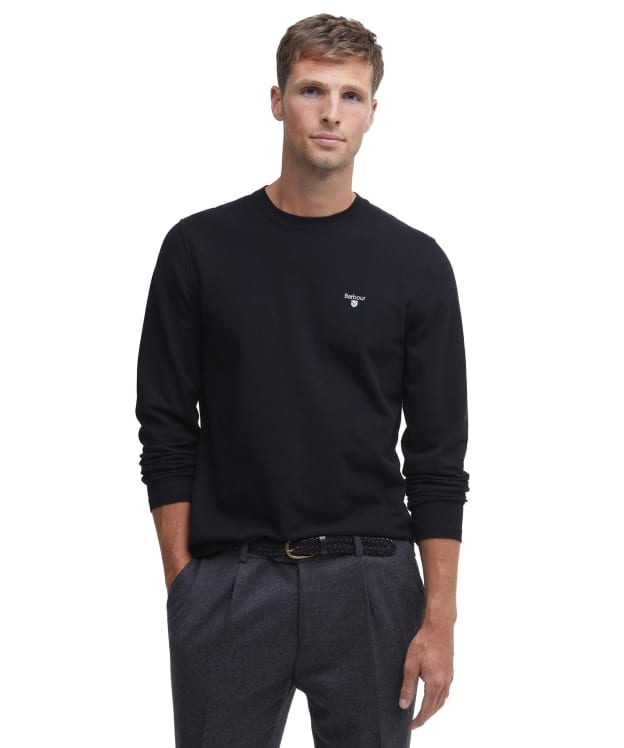 Men's Barbour Caper Long Sleeved Pique T-Shirt - Black
