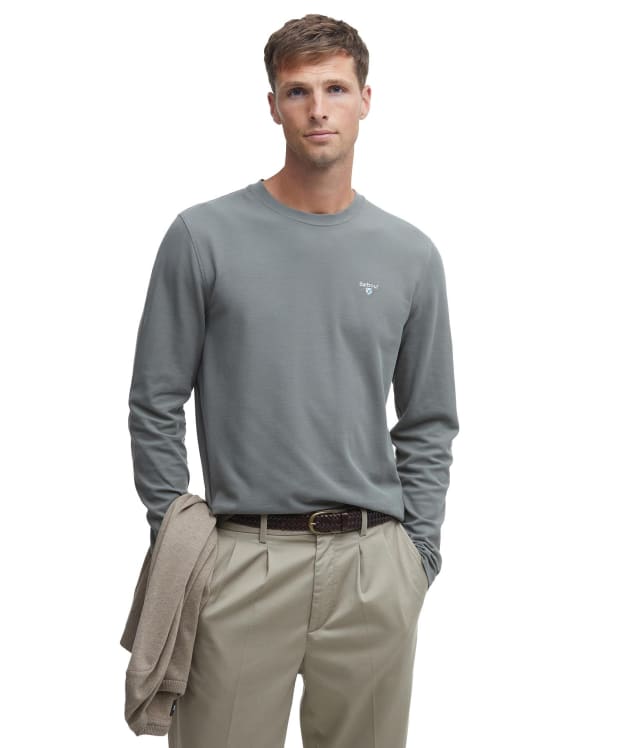 Men's Barbour Caper Long Sleeved Pique T-Shirt - Green Slate