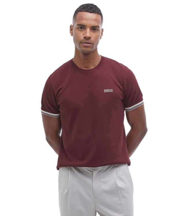 Men's Barbour International Spencer Textured Tipped T-Shirt - Bordeaux
