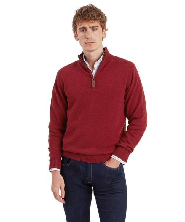 Men's Schöffel Lewis Lambswool 1/4 Zip Jumper - Deep Red
