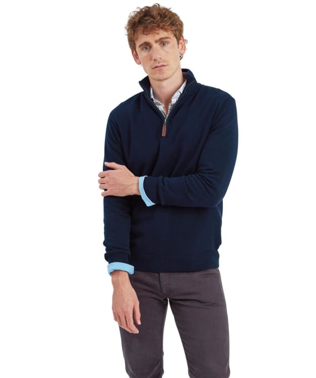 Men's Schöffel Calton Cotton Cashmere 1/4 Zip Jumper - Navy