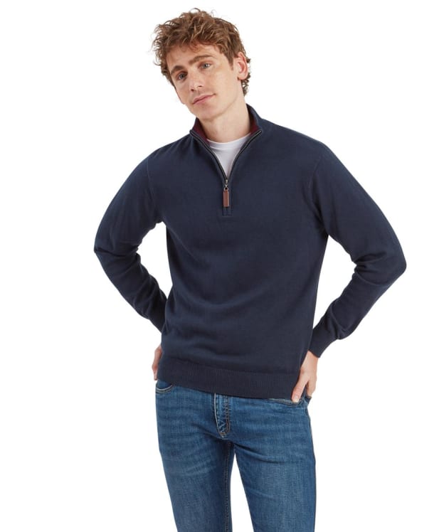 Men's Schöffel Calton Cotton Cashmere 1/4 Zip Jumper - Petrol Blue