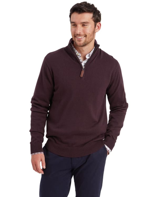 Men's Schöffel Calton Cotton Cashmere 1/4 Zip Jumper - Wine