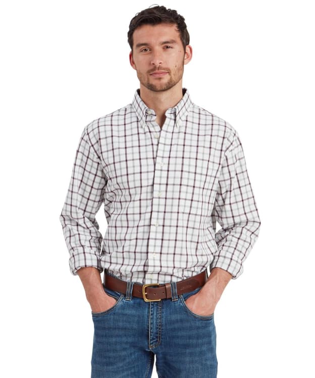 Men's Schoffel Brancaster Long Sleeve Shirt - Wine Check