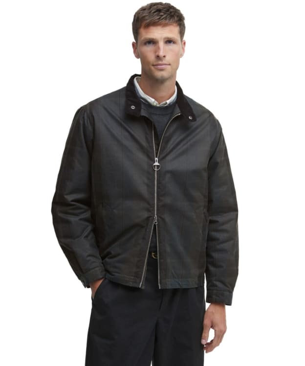 Men's Barbour Check Harrington Waxed Jacket - Dundee Tartan
