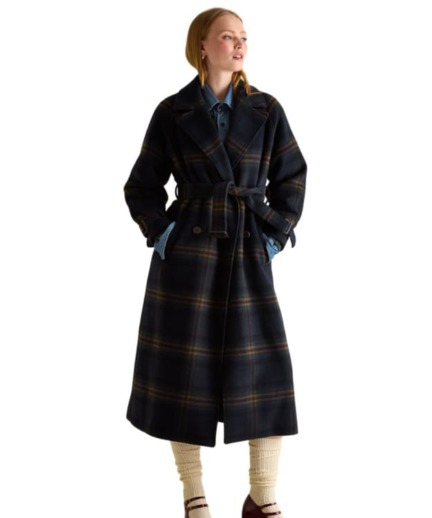 Women's Joules Amberley Wool Blend Coat - Navy Check
