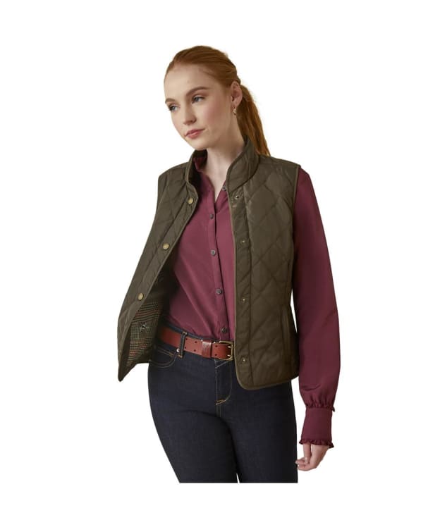 Women's Ariat Woodside Quilted Button Gilet - Earth