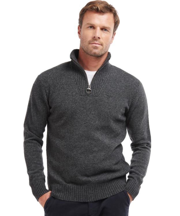 Men's Barbour Essential Wool Half Zip Sweater - Charcoal