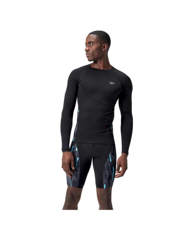 Men's Speedo Essential Long Sleeve Rash Top - Black / White