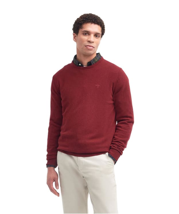 Men's Barbour Essential Lambswool Crew Neck Sweater - Ruby