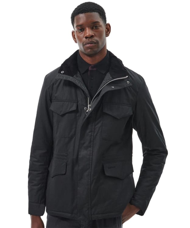 Men's Barbour Emble Waxed Jacket - Black