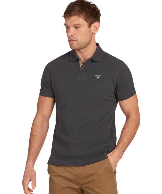 Men's Barbour Tartan Pique Polo Shirt - Navy