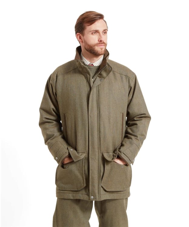 Men’s Schoffel Ptarmigan Tweed Classic Coat - Loden Green Herringbone Tweed