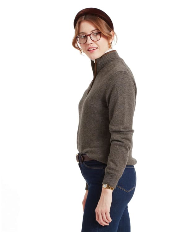 Women's Schoffel Lambswool Aerobloc ¼ Zip Jumper - Mole