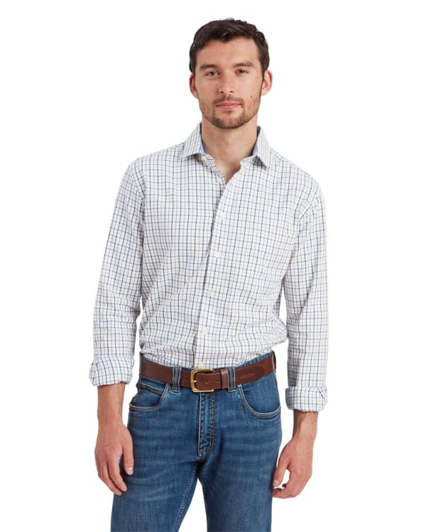 Men’s Schoffel Milton Tailored Long Sleeve Shirt - Vintage Navy / Imp Blue