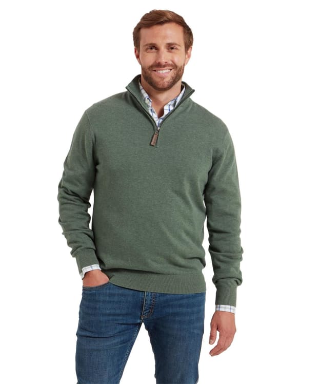 Men’s Schoffel Porthmeor Pima Cotton 1/4 Zip Jumper - Country Green